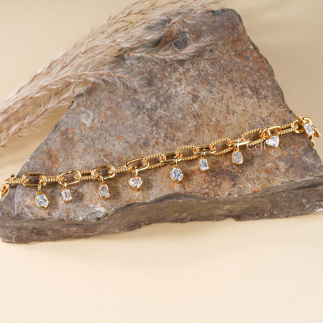 Chain Multi-Shape Diamond Bracelet - Pear Jewels